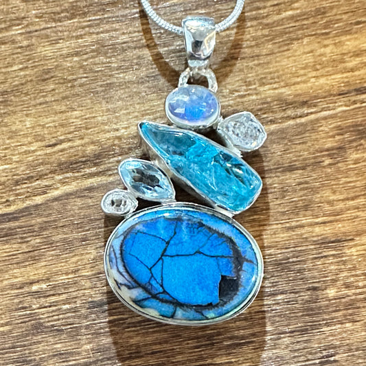 Opal Topaz Moonstone Pendant Necklace 2”