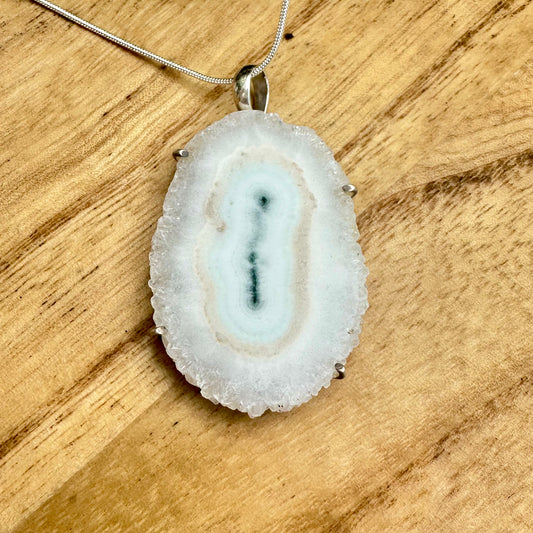 White Solar Agate 2.3” Necklace 18”