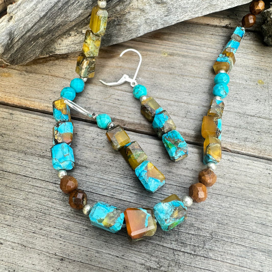 RARE Oyster Turquoise and Arizona and Mojave Turquoise Necklace (18”-20”)