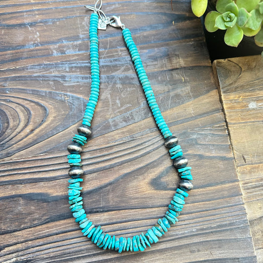Turquoise Navajo Pearl Statement Necklace  (22"-24")