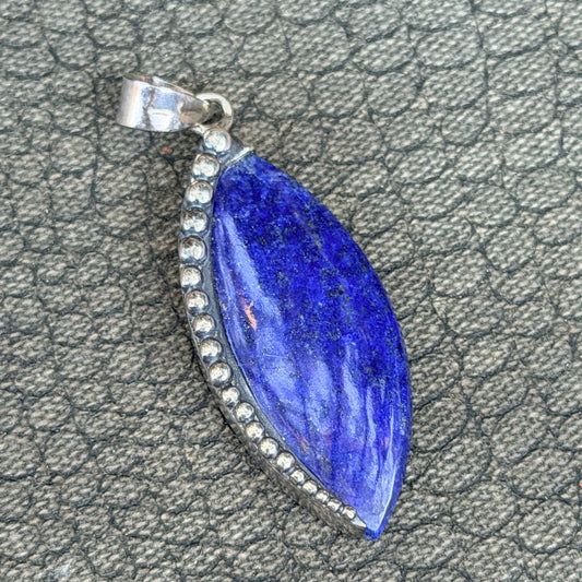 Sale - 2.2" Lapis Sterling Silver Pendant Necklace (18")