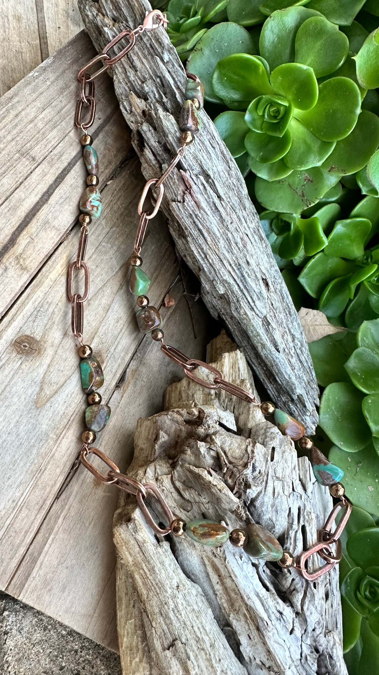 N0716 Copper Turquoise Necklace (24”)