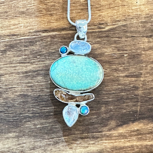 Opal Orange Kyanite Pendant Necklace 2”