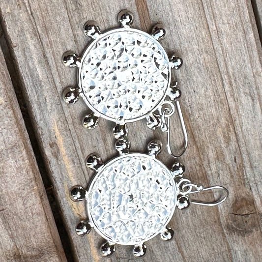 E0689 1.6” Taxco Sun Hammered Earrings