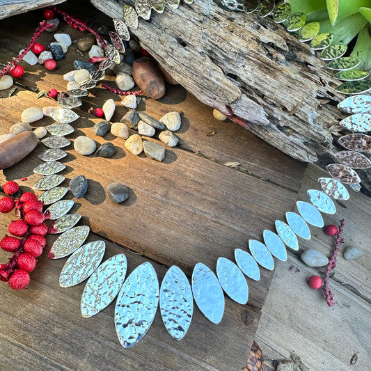 N0588  Hammered Sterling Silver Necklace