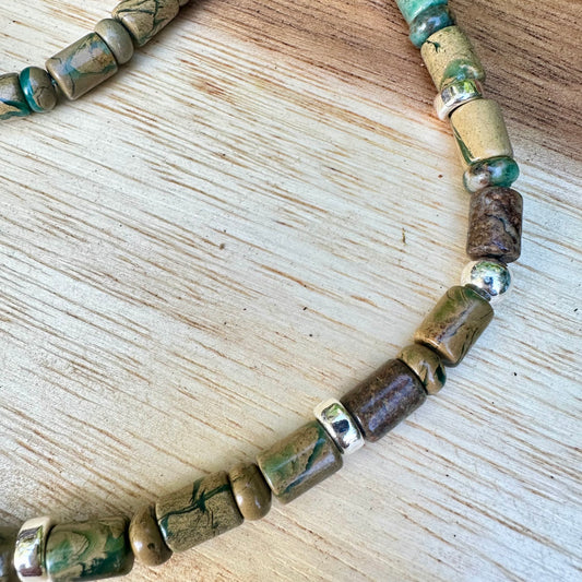 Jasper Sterling Silver Necklace (18"-20")