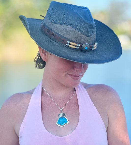 Turquoise Sterling Silver Necklace (18”)