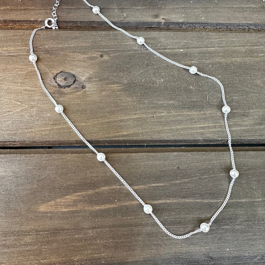 N0916 Pearl Sterling Necklace (17”)