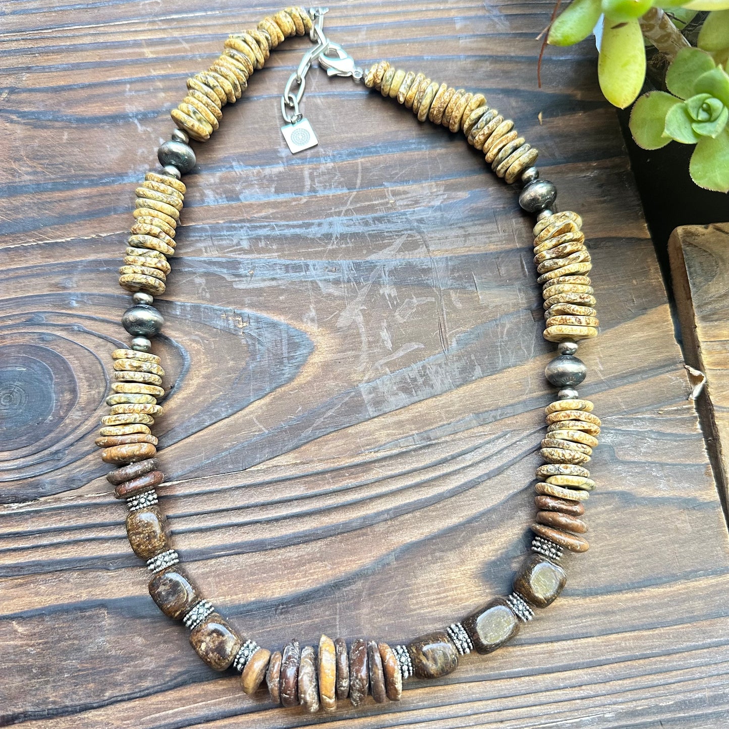 Bronzite Navajo Pearl Statement Necklace (22”-24”)
