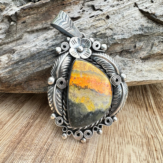 Bumble Bee Jasper Pendant 3” Necklace