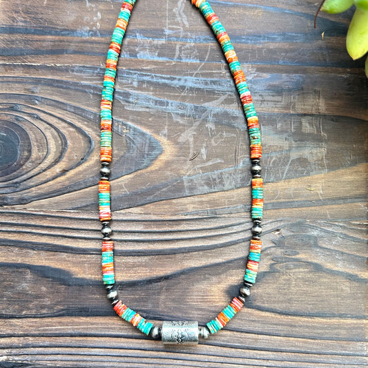 Spiny Oyster Turquoise Navajo Pearl Necklace (18"-20")