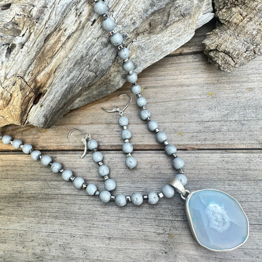 Druzy Hematite Sterling Silver Earrings