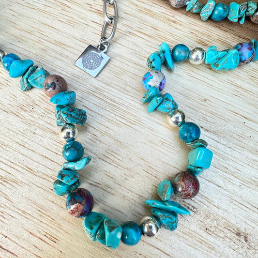 Turquoise Sterling Silver Necklace (18"-20")