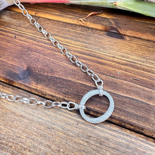Sterling CZ Circle Necklace