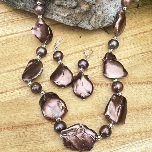 Chocolate Baroque Pearl Earrings