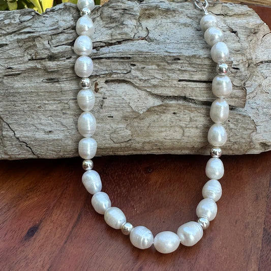 Cultured Pearl & Sterling Silver Necklace