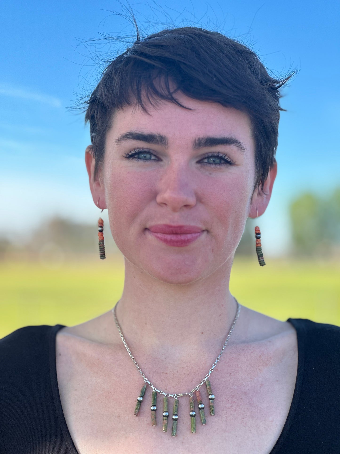 Navajo Pearl Unakite Necklace 18”-20”