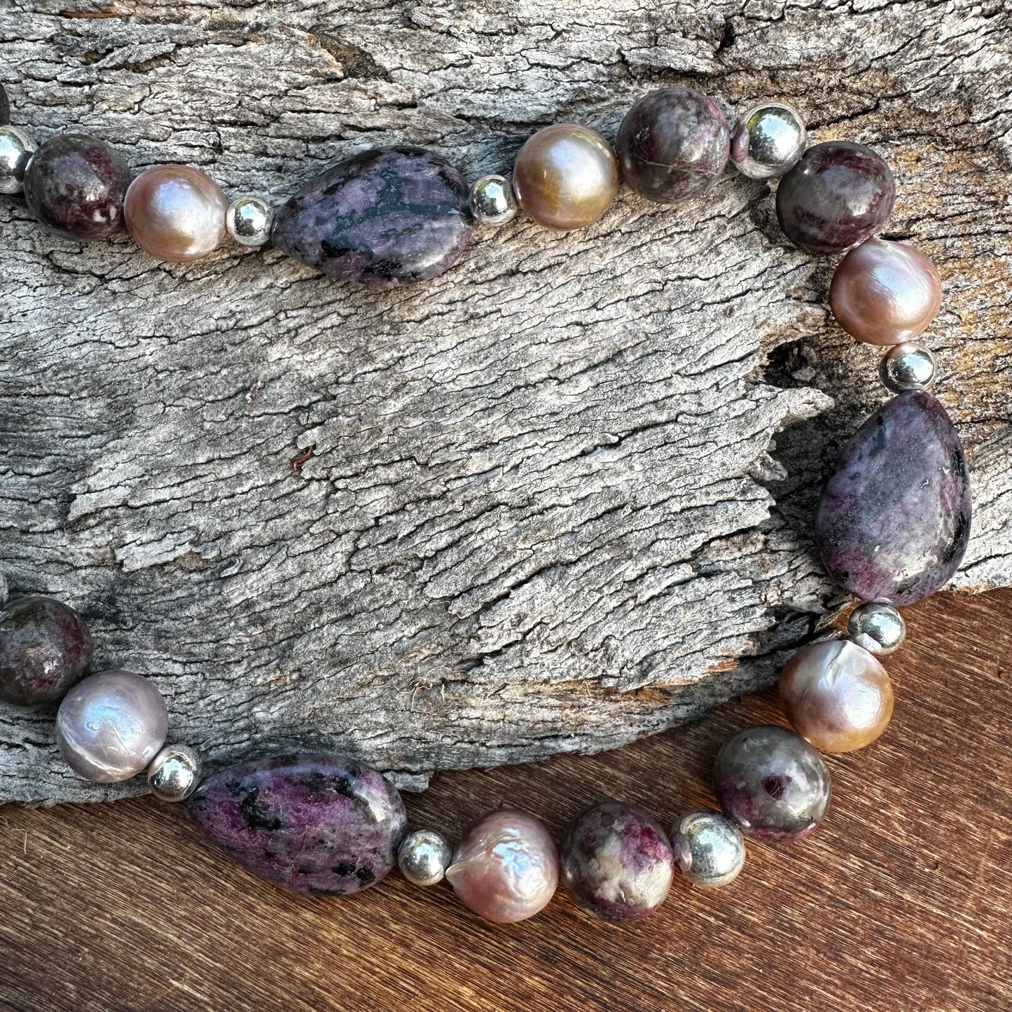 N0906 Pearl Lepidolite Necklace 18”-20”