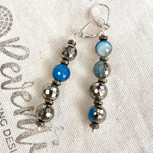 E0667 Jasper Hematite Earrings (2”)