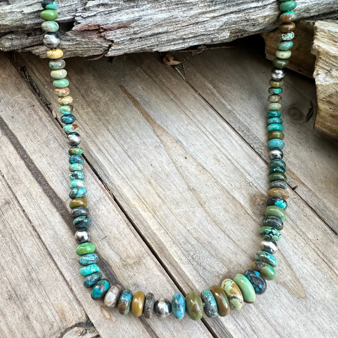 N0734. Turquoise Navajo Pearls Necklace (18”-20”)