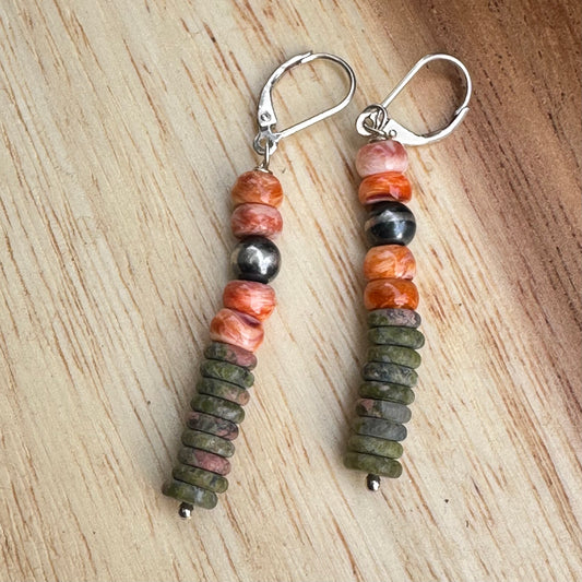Navajo Pearl Spiny Oyster Jasper Earrings