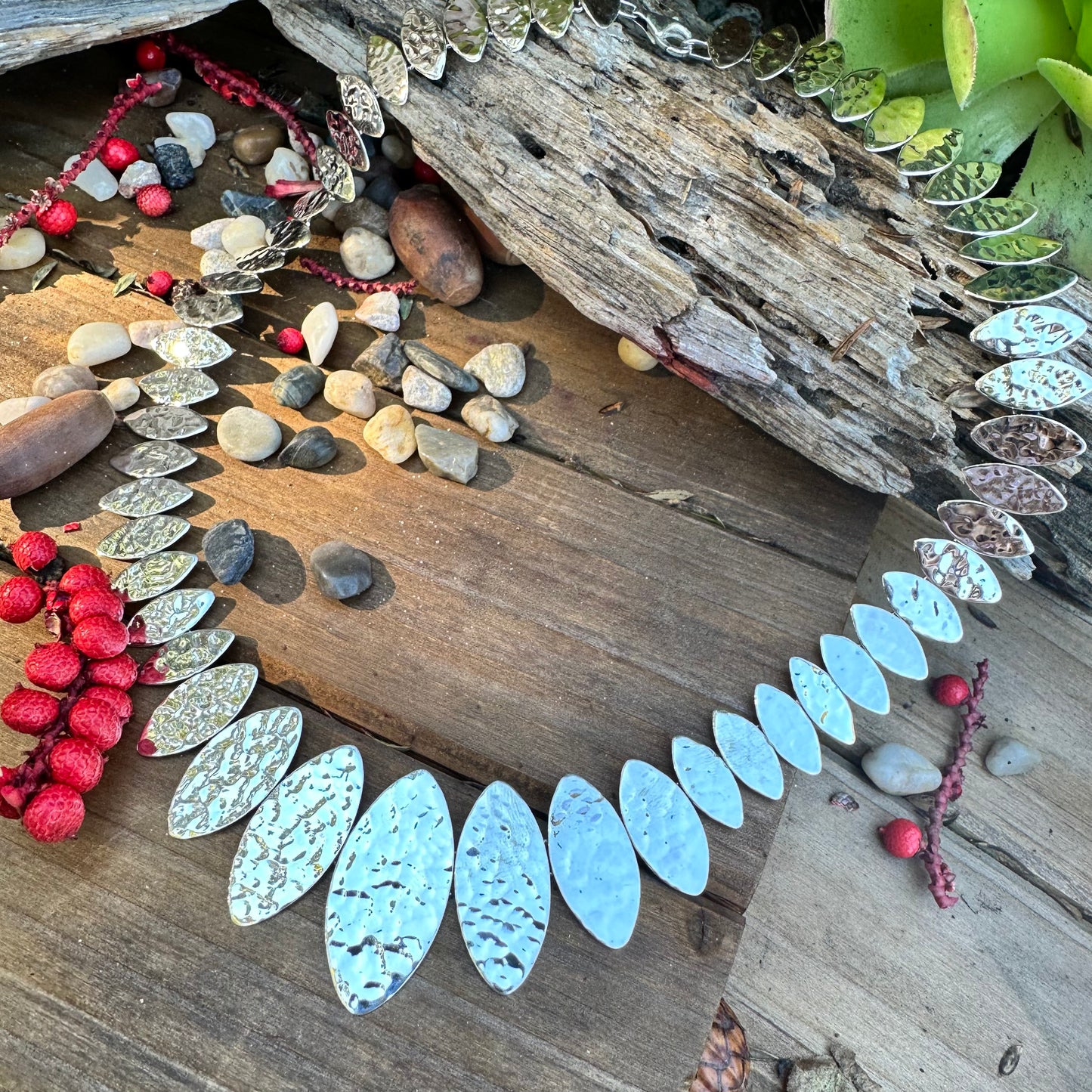 N0588 Hammered Sterling Silver Necklace