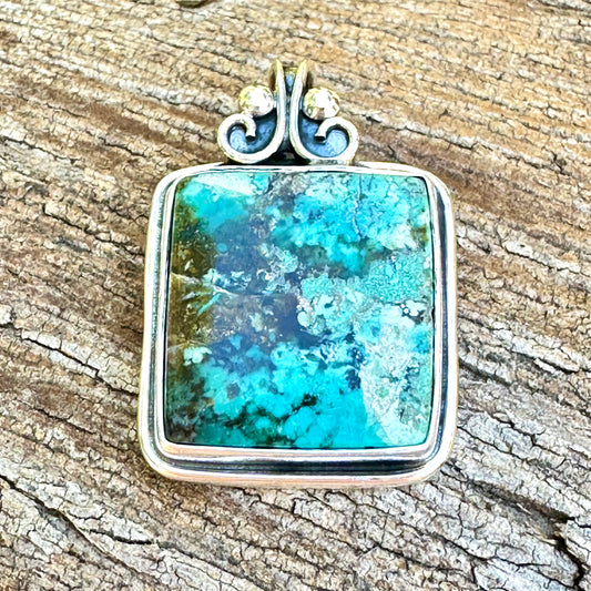 Taxco Turquoise Pendant  1.6” Necklace (18")