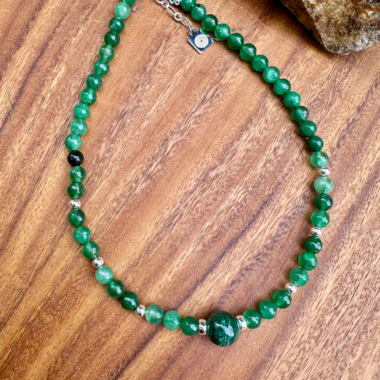 N0938   Malachite and Chrysoprase Necklaces (18"-20")