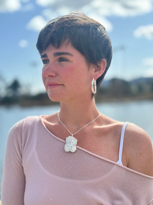 White Solar Agate 2” Necklace 18”