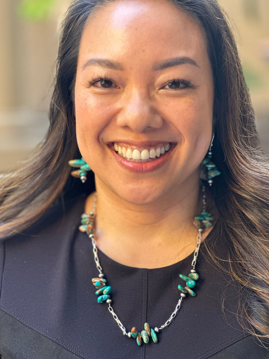 N0766  Navajo Pearls Turquoise Necklace