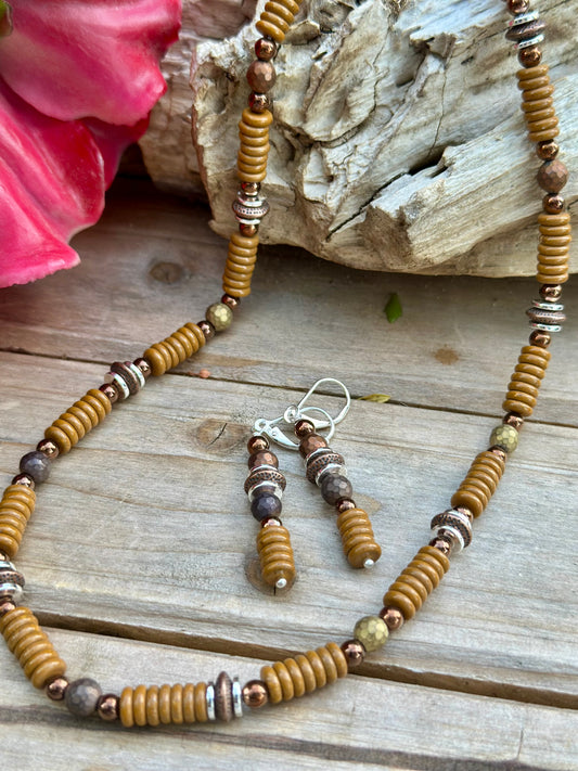 E0657  Jasper Copper Earrings (2.2”)