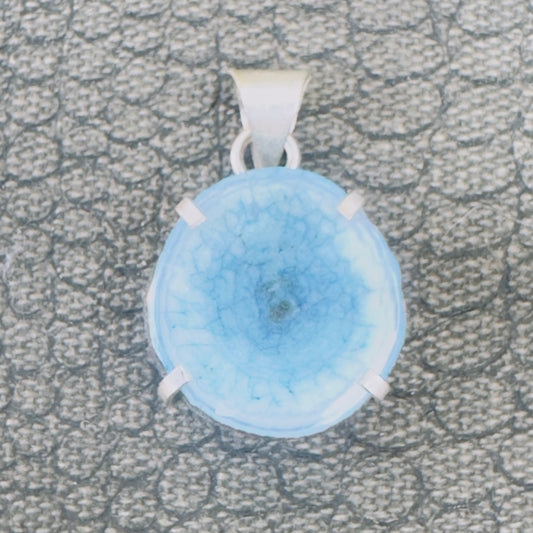 Sale -  1.2"  Dragon Vein Agate Sterling Silver Pendant Necklace (18")