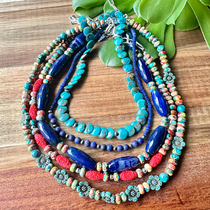 Turquoise Spiny Oyster Agate Necklace (18”-20”)