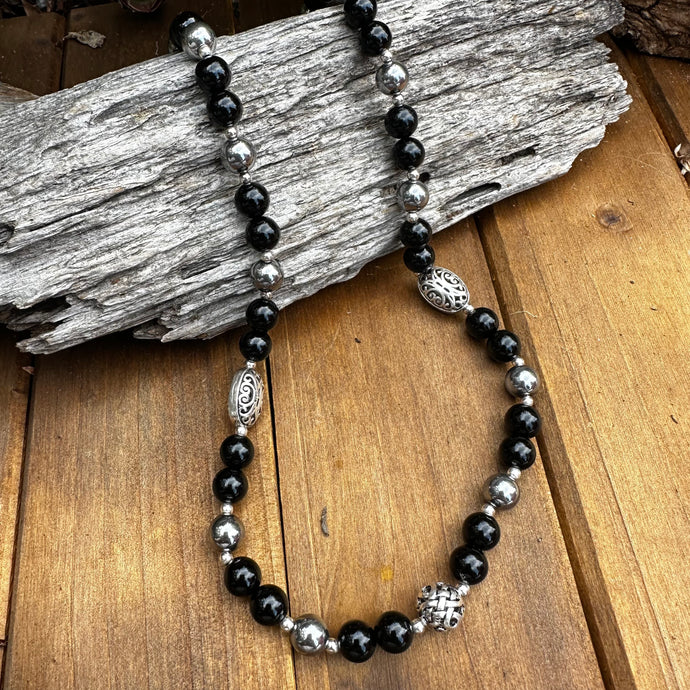 SSP-355 Onyx Sterling Necklace (18”-20”)