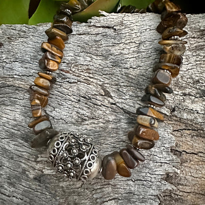 N0922  Tiger Eye Statement Necklace (18”-20”)