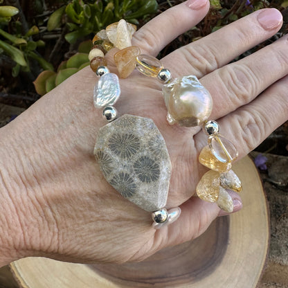 Citrine Baroque Pearl BOHO Bracelet