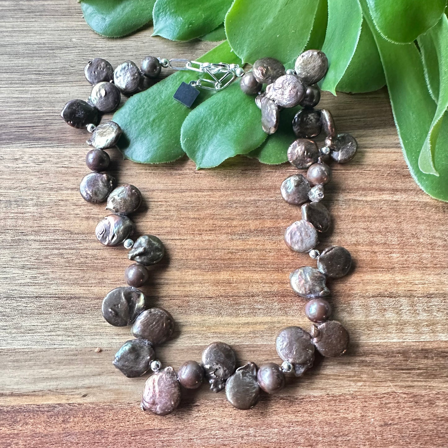 Chocolate Pearls Sterling Silver Earrings (2”)