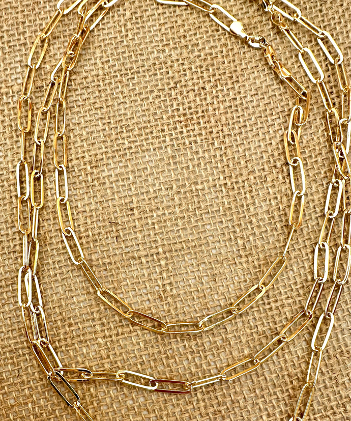 N0935  16” Paperclip 18K Gold Filled Necklace