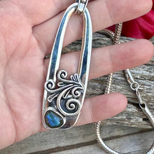 Load image into Gallery viewer, N0781    3&quot; Labradorite Sterling Silver Pendant on 18&quot; Signature Chain
