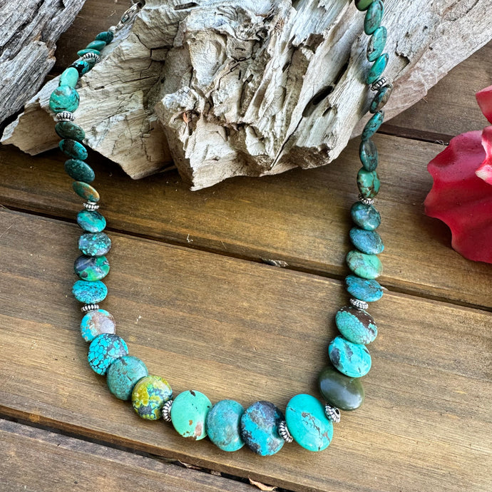 N0850  Turquoise Sterling Necklace (18”-20”)