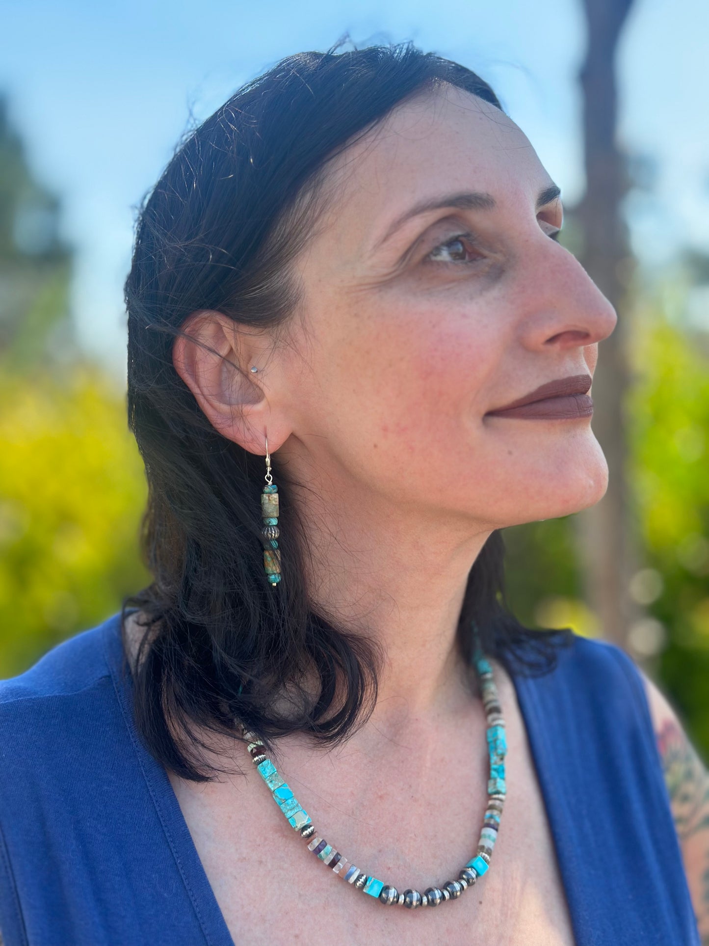 Turquoise Tourmaline Navajo Pearl Necklace (18"-20")