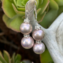 Load image into Gallery viewer, Double Cultured Pearl Earrings 2”
