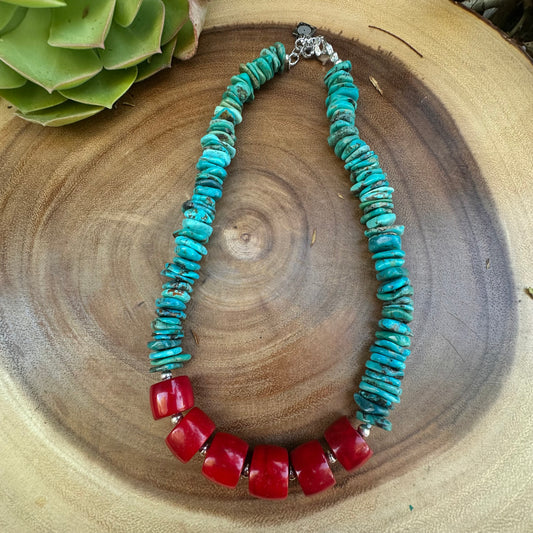 Turquoise Coral Navajo Pearl Statement Necklace