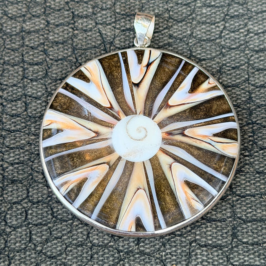 Sale -  1.9" Nautilus Shell Sterling Silver on 18" Sterling Silver Chain