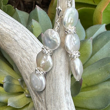 Load image into Gallery viewer, Triple Cultured Pearl Earrings 2.2”
