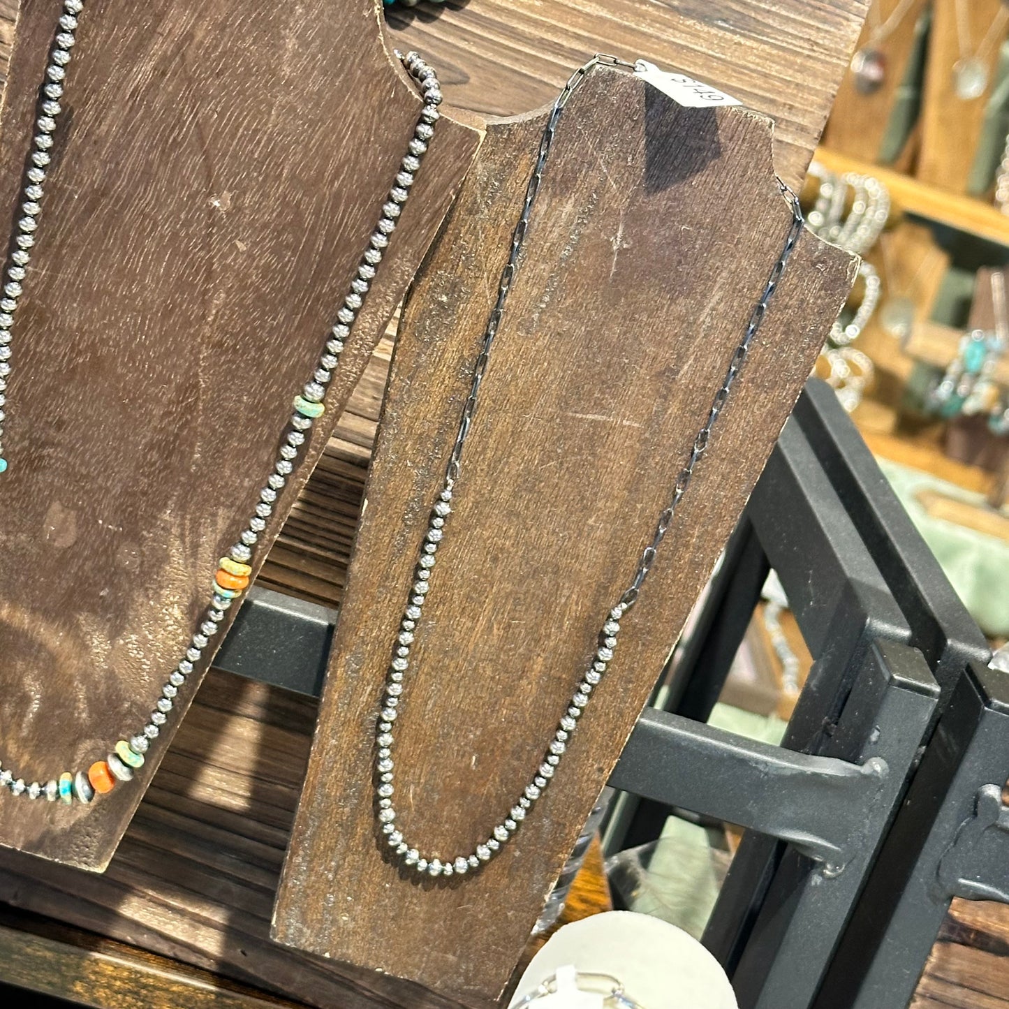 N0644 Navajo Pearls Oxidized Necklace (18"-20")