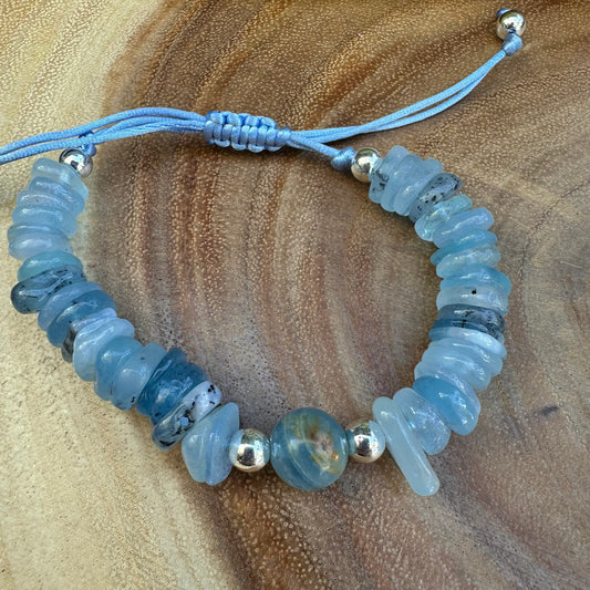 Chunky Aqua Marine Calcite Boho Bracelet