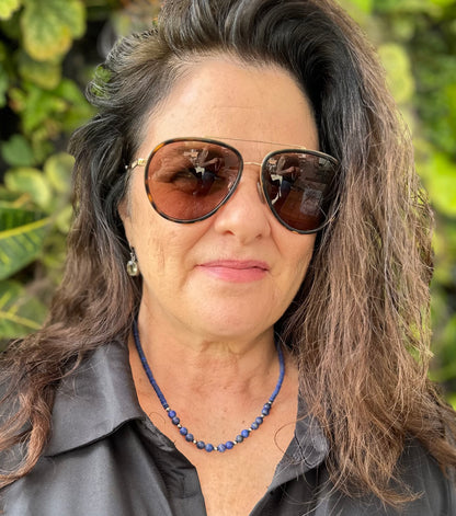 Afghan Lapis Navajo Pearl Necklace (17”-19”)