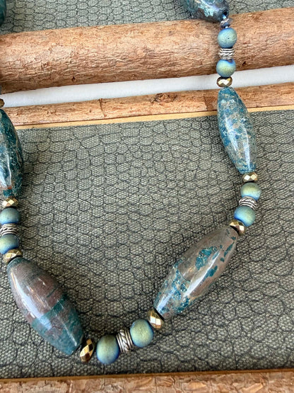 Sale - 24” Agate Sterling Silver Necklace