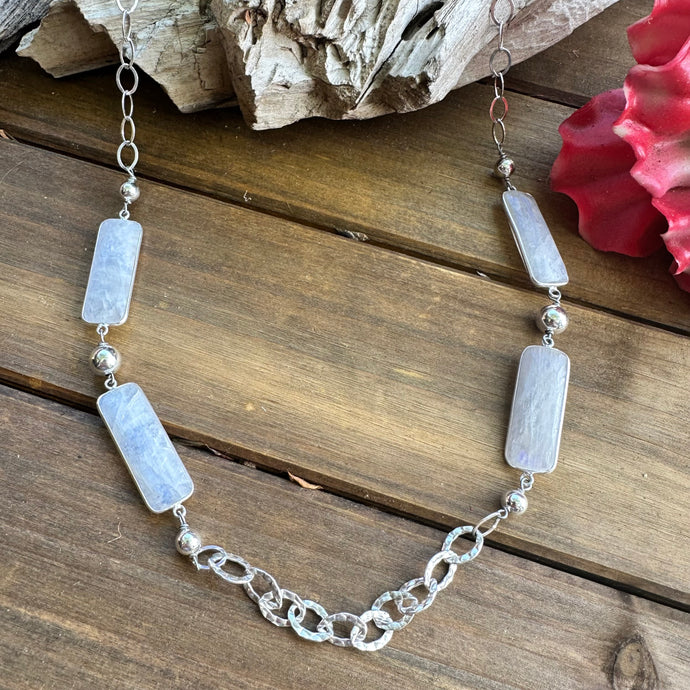 N0851 Moonstone Sterling Necklace (22”-24”)